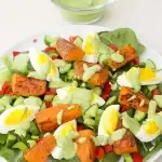 Grilled sweet potato salad with creamy cilantro dressing